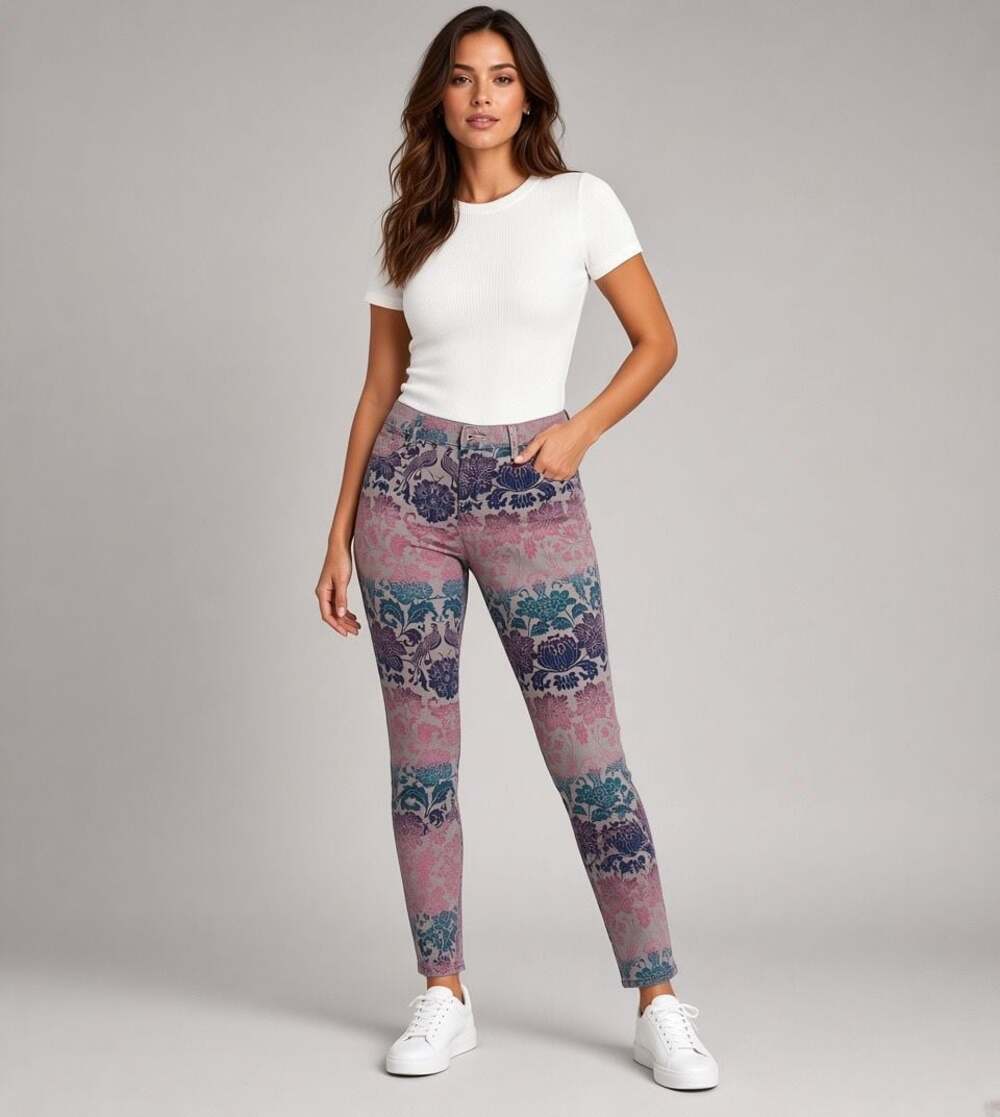 Mossimo Premium Denim Floral Bird Print Skinny Jeans Size 12 Fit 3